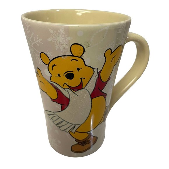 Vintage Disney Winnie The Pooh Cup Mug Snowflake 14oz Tall Latte 5.25" Porcelain - Picture 6 of 7